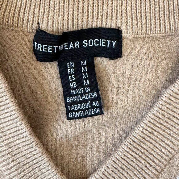 Streetwear Society Tan & White Argyle Knit Vest Size M - Picture 2 of 2